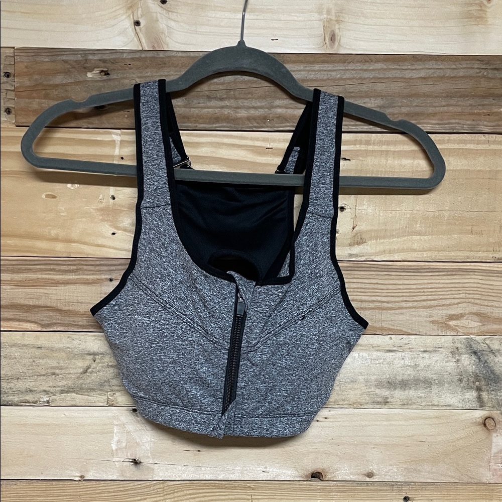 Gray size XL Sports Bra with Front Zipper